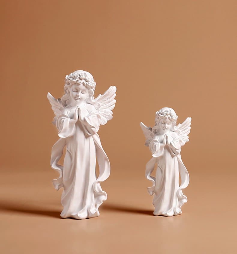 Praying Angel Stone Statue – front view