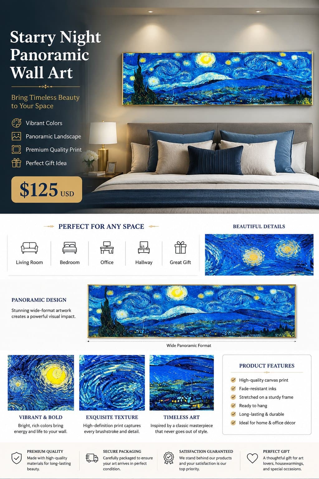 Starry Night Panoramic Wall Art – main view